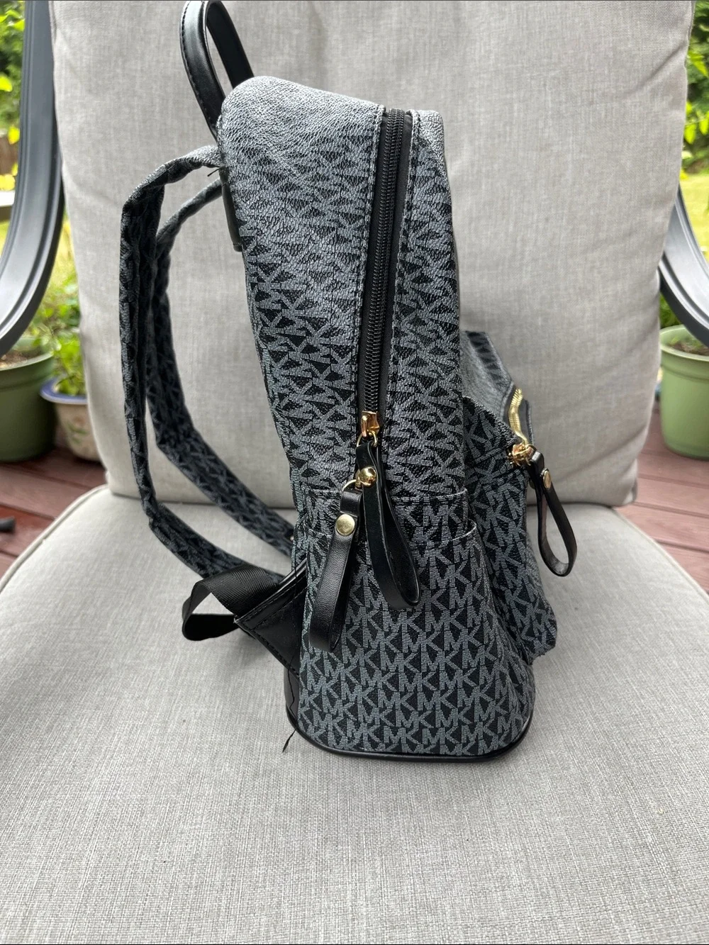 Chic Mini Backpack, Black/Grey Monogram Pattern, Every Day Casual Bag